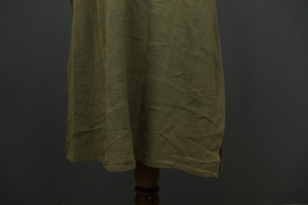 GUDRUN SJODEN Green 100% Cotton Round Neck Side Slit Sleeveless Long Dress Sz L