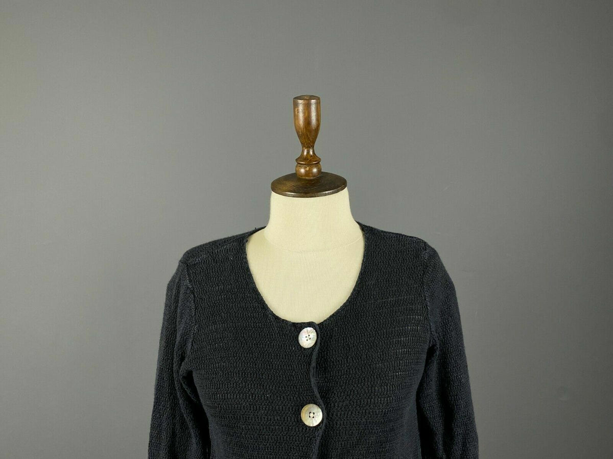Gudrun Sjoden Black Knit Crochet Cardigan Sweater – Women's S