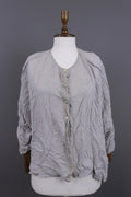 GRIZAS Gray Check Silk Lagenlook Long Sleeve Top Blouse Shirt – Size M