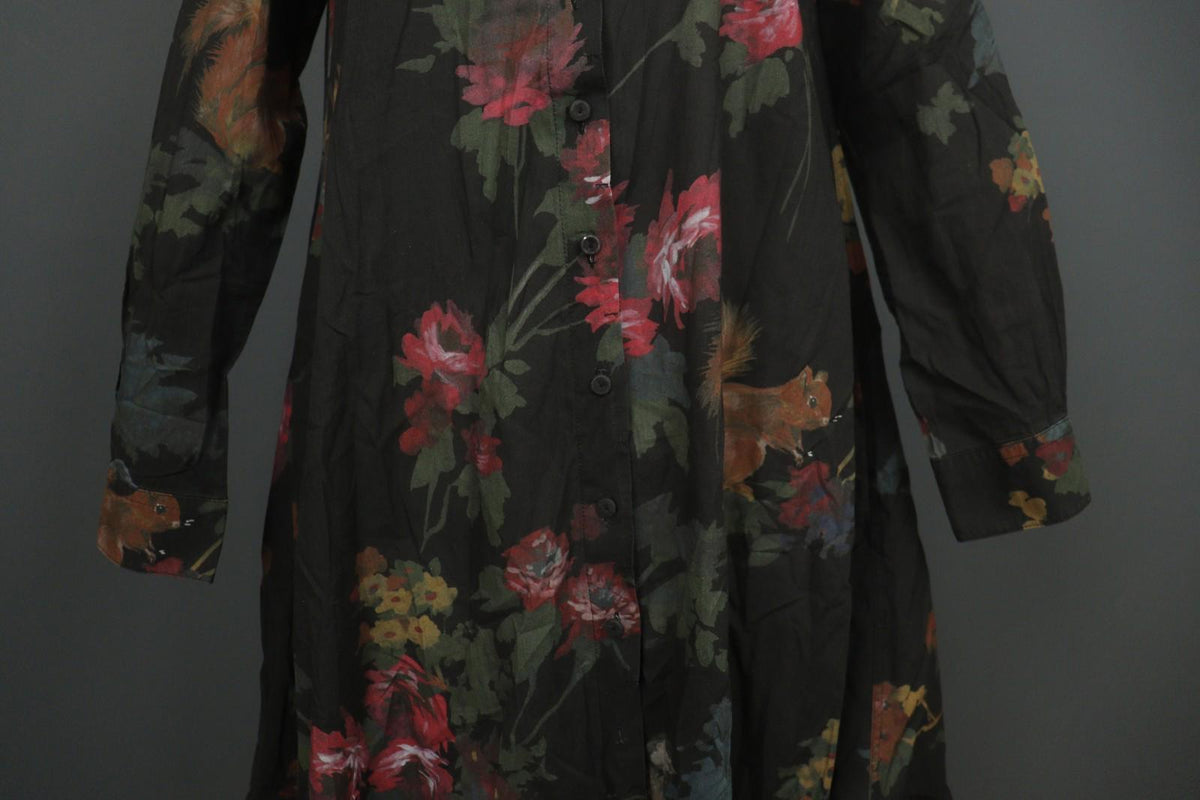 HANNES ROETHER Multi Floral Cotton Long Sleeve Button Front Shirt Dress – Size S