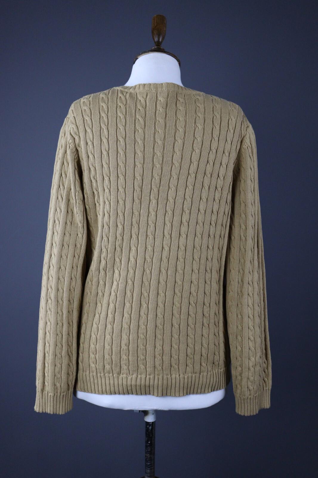LAUREN RALPH LAUREN Beige Cable Knit Long Sleeve Sweater – Size XL