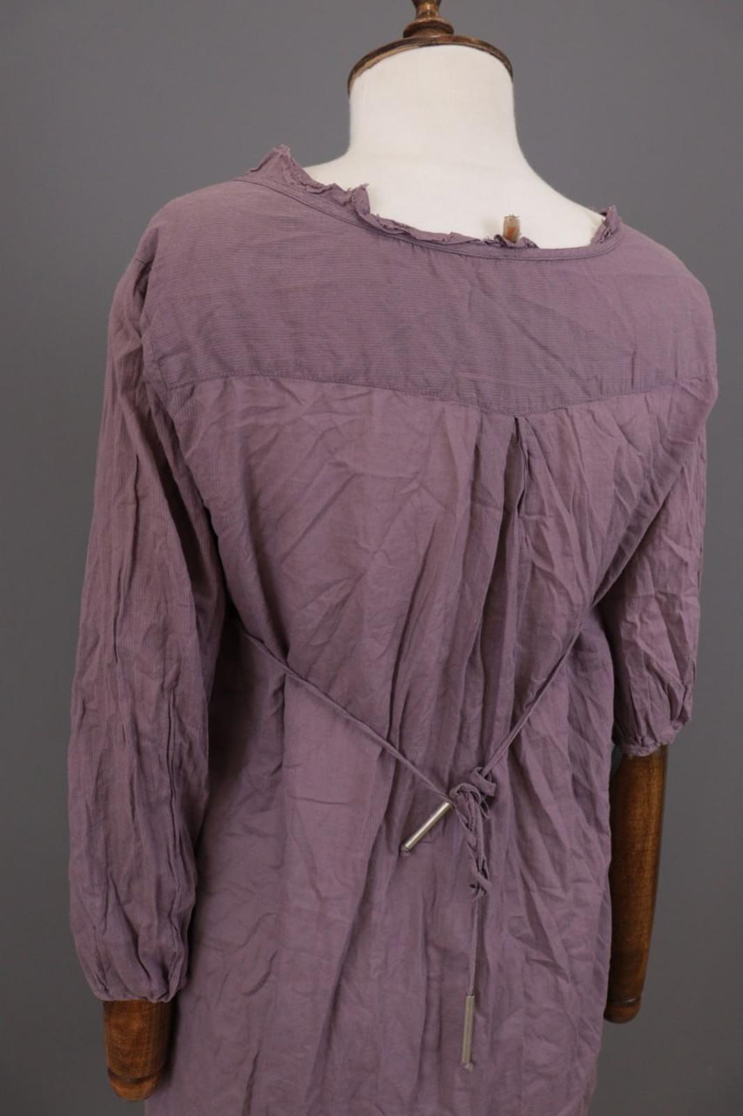 Cop. Copine Shirt Dress Purple Pleated Balloon Sleeve Button Front – Size 40