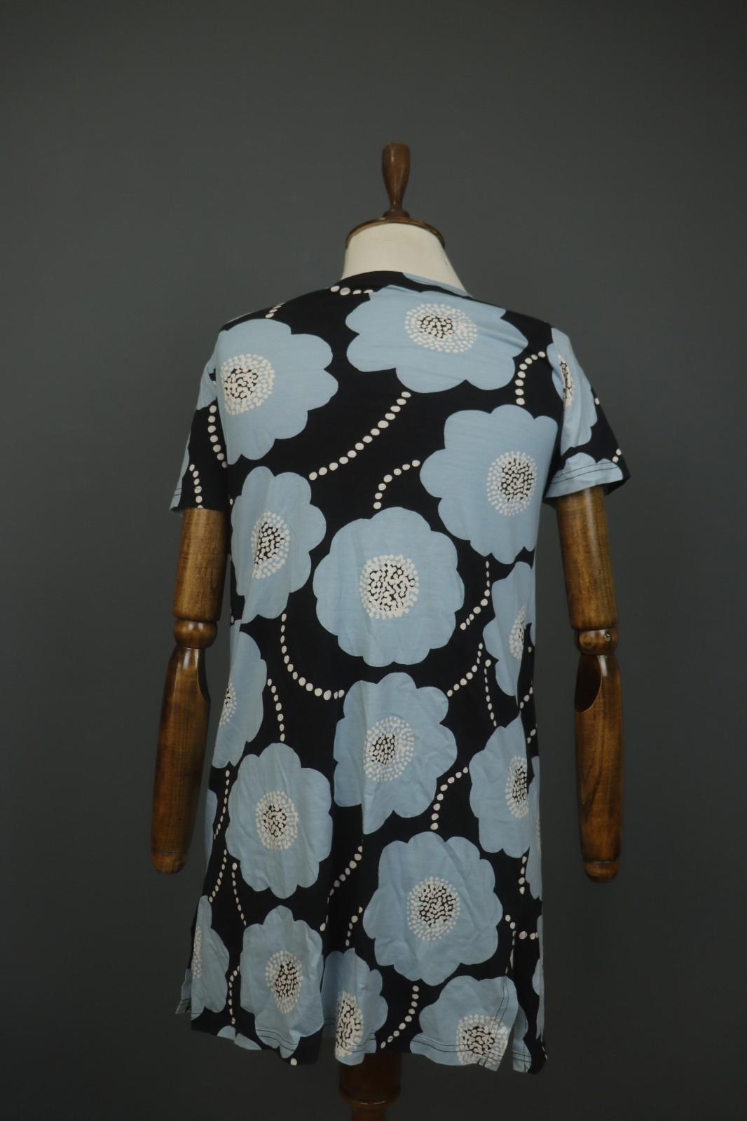 MARIMEKKO Multi Floral 100% Cotton Short Sleeve Round Neck Shift Dress – Size XS
