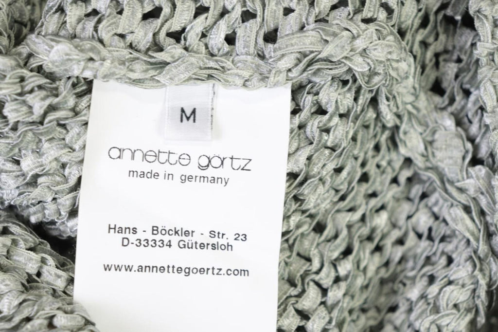 ANNETTE GORTZ Gray Open Knit Crew Neck Knit Sweater – Size M