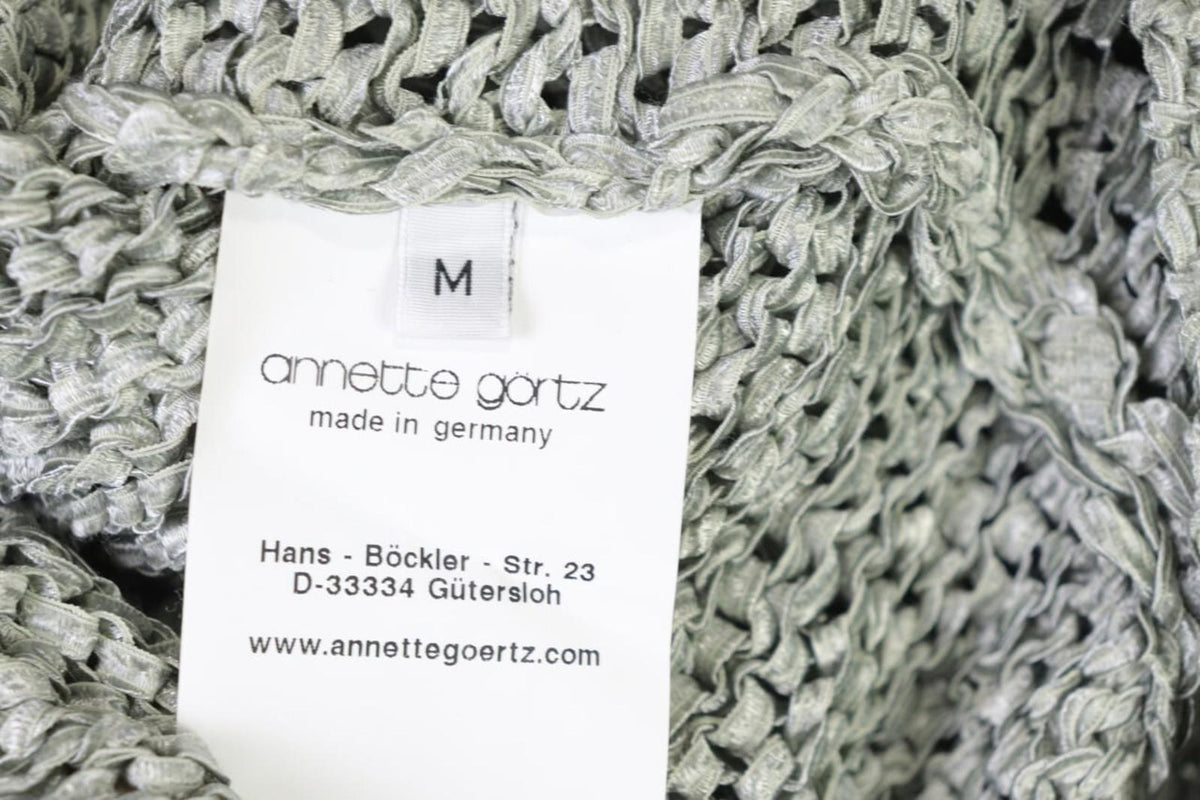 ANNETTE GORTZ Gray Open Knit Crew Neck Knit Sweater – Size M