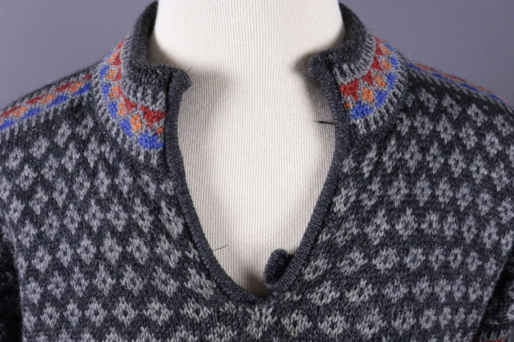DALE OF NORWAY Sport Black Fair Isle Wool Knit Ski Sweater – Size XL