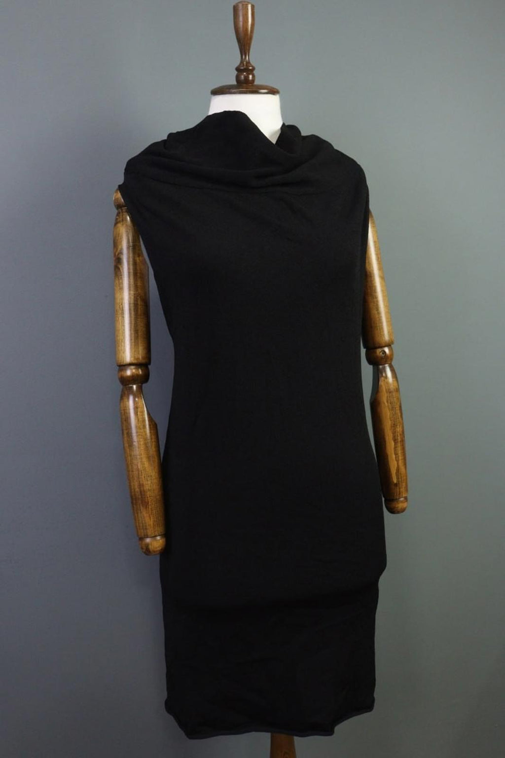 SARAH PACINI Black Cowl Neck Sleeveless Party Cocktail Bodycon Dress – Size M/L
