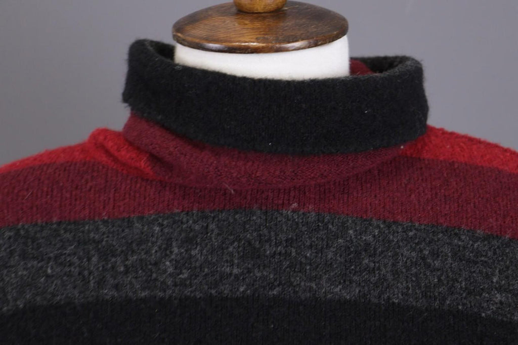 SARAH PACINI Multicolor Wool Striped Turtle Neck Knit Sweater One Size