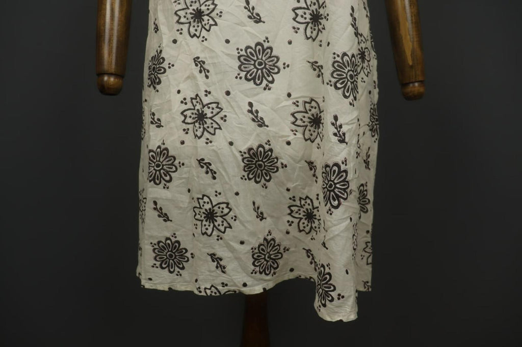 GUDRUN SJODEN White & Black Floral Cotton Cap Sleeve Crew Neck Sheath Dress Sz S