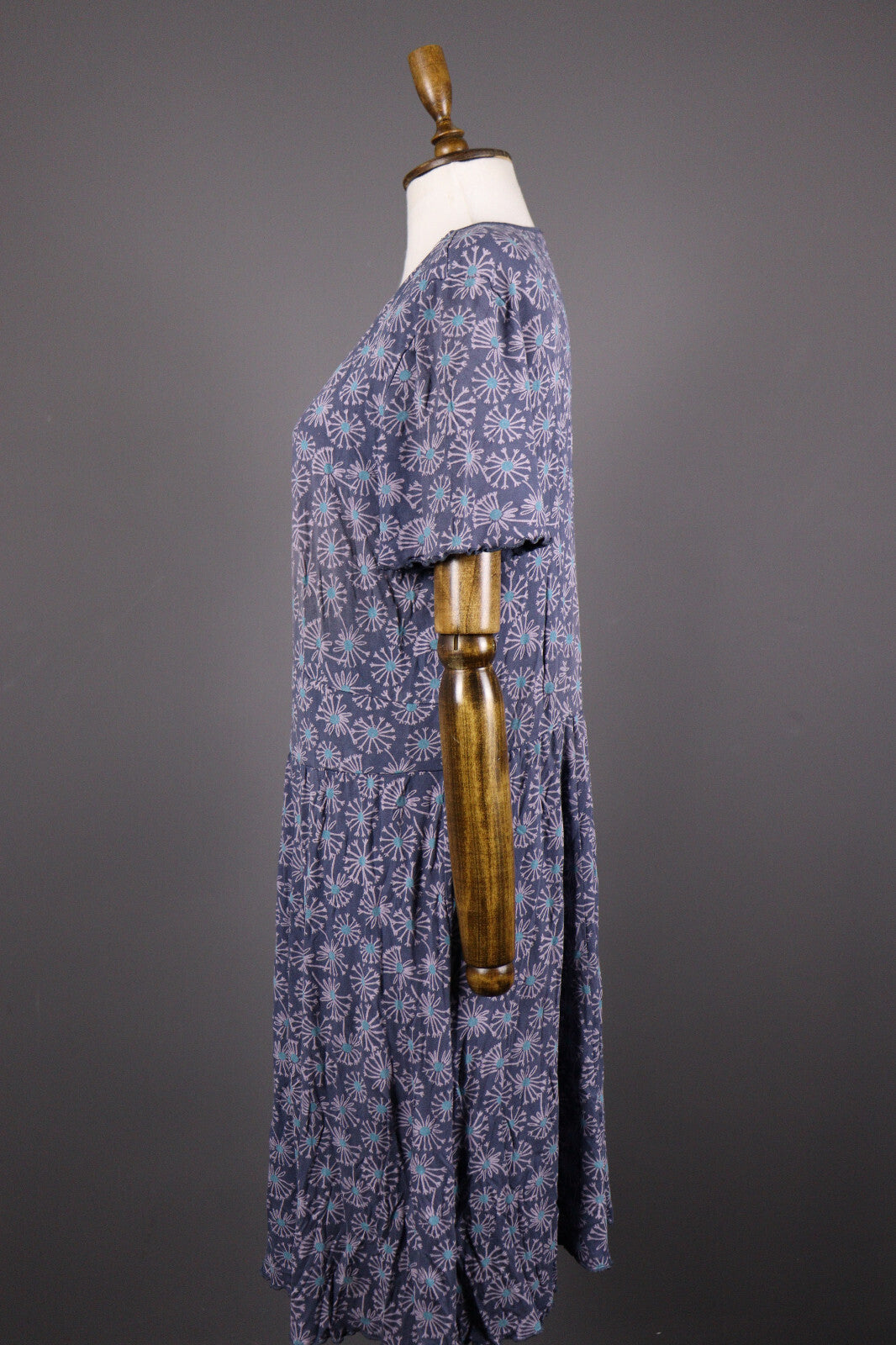 Deerberg Blue Floral Relaxed Summer Blouson A-Line Dress – Size L