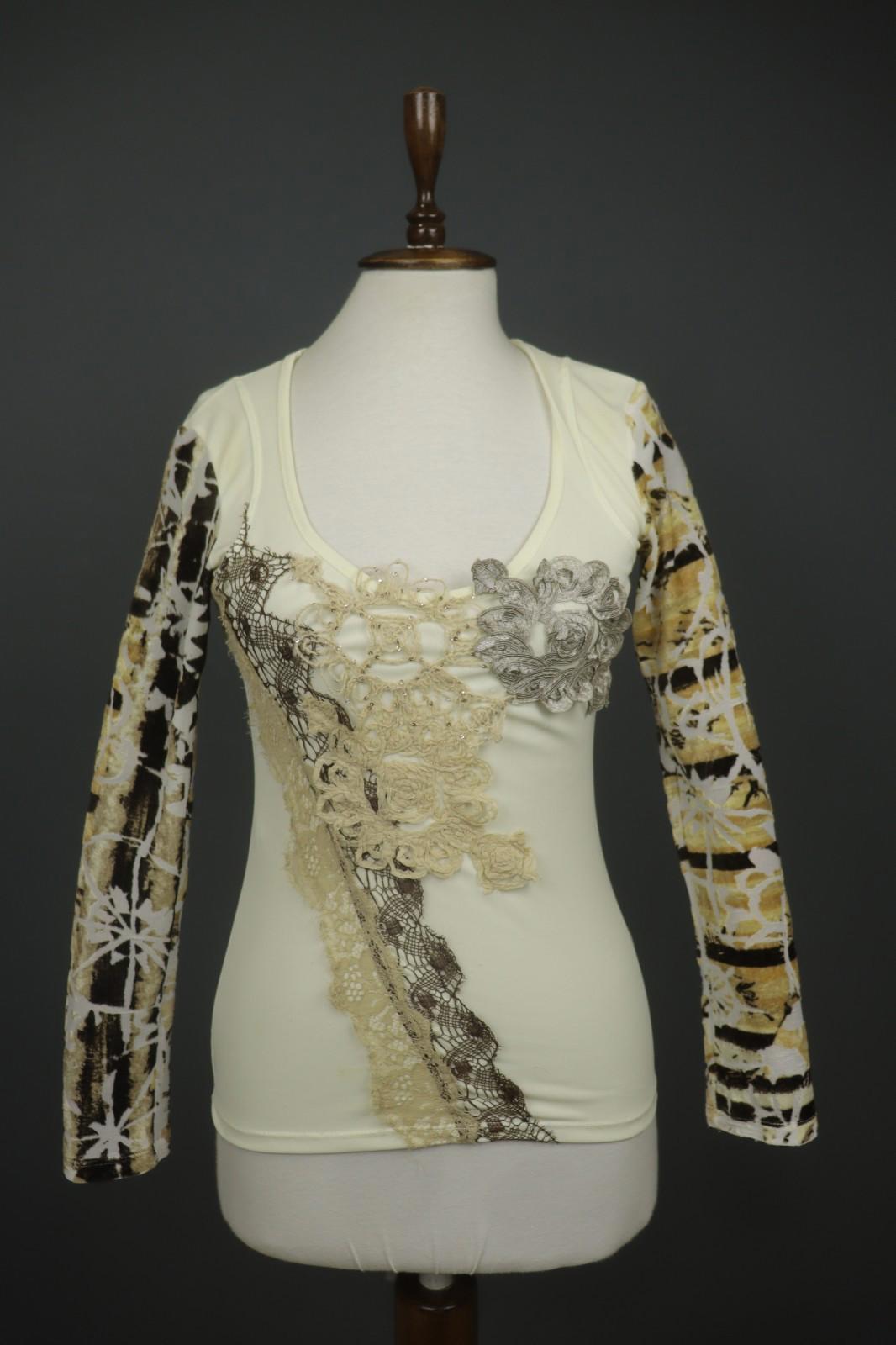 SAVE THE QUEEN Multi Lace Detail Slim Fit Scoop Neck Pullover Blouse Top – Size S