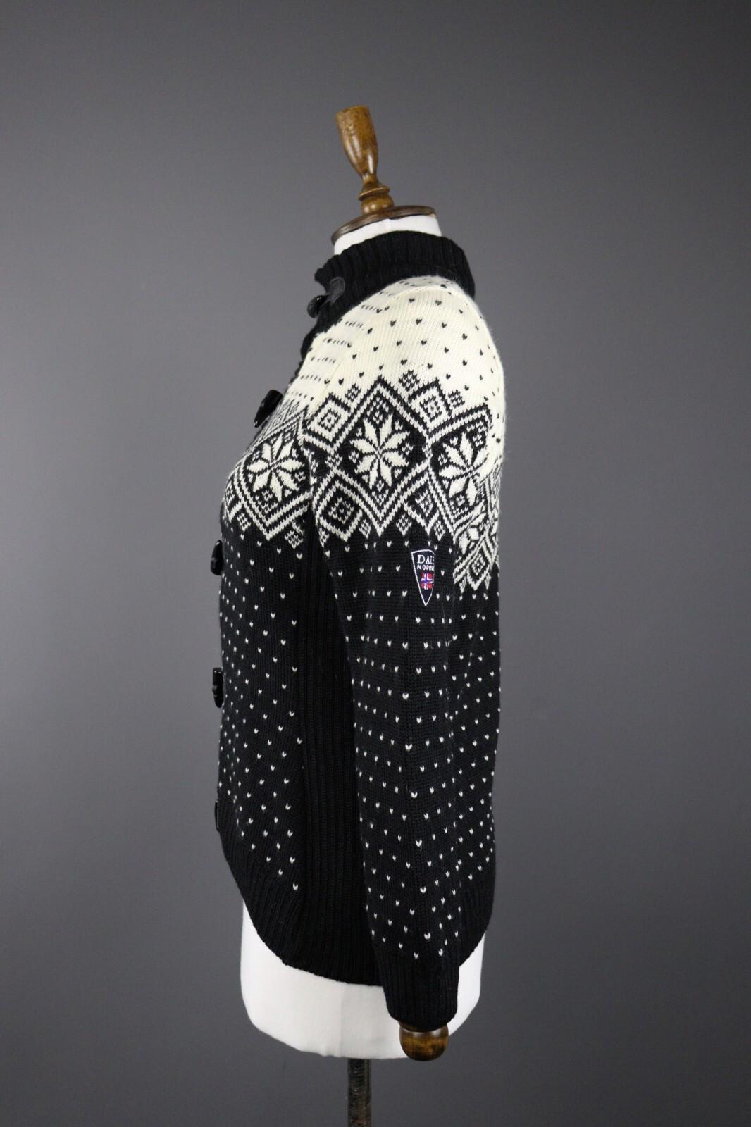 DALE OF NORWAY Black Fair Isle Wool Duffle Cardigan Sweater – Size S