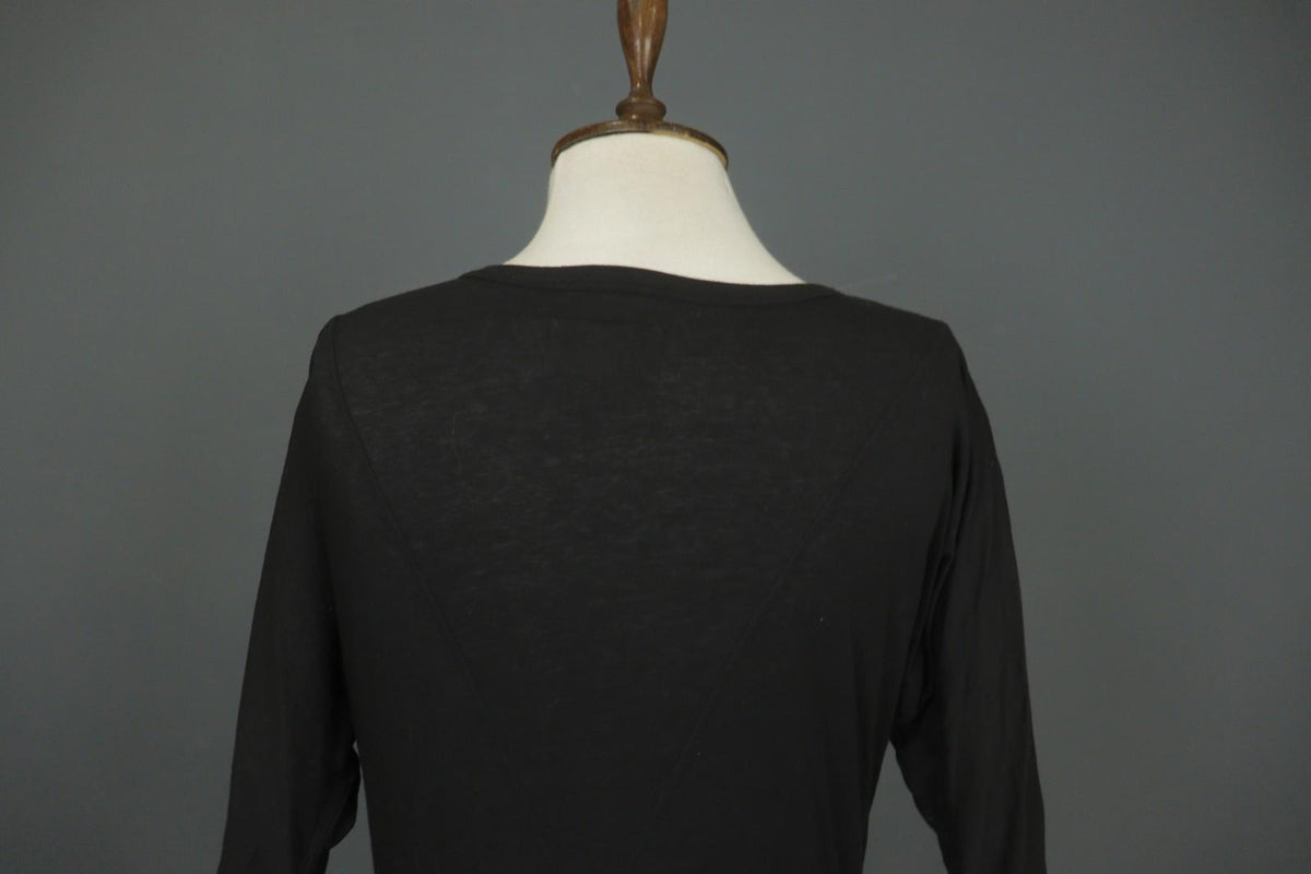 HUMANOID Blouse Top Slim Fit Stretch Black Cotton Round Neck Pullover – Size XS