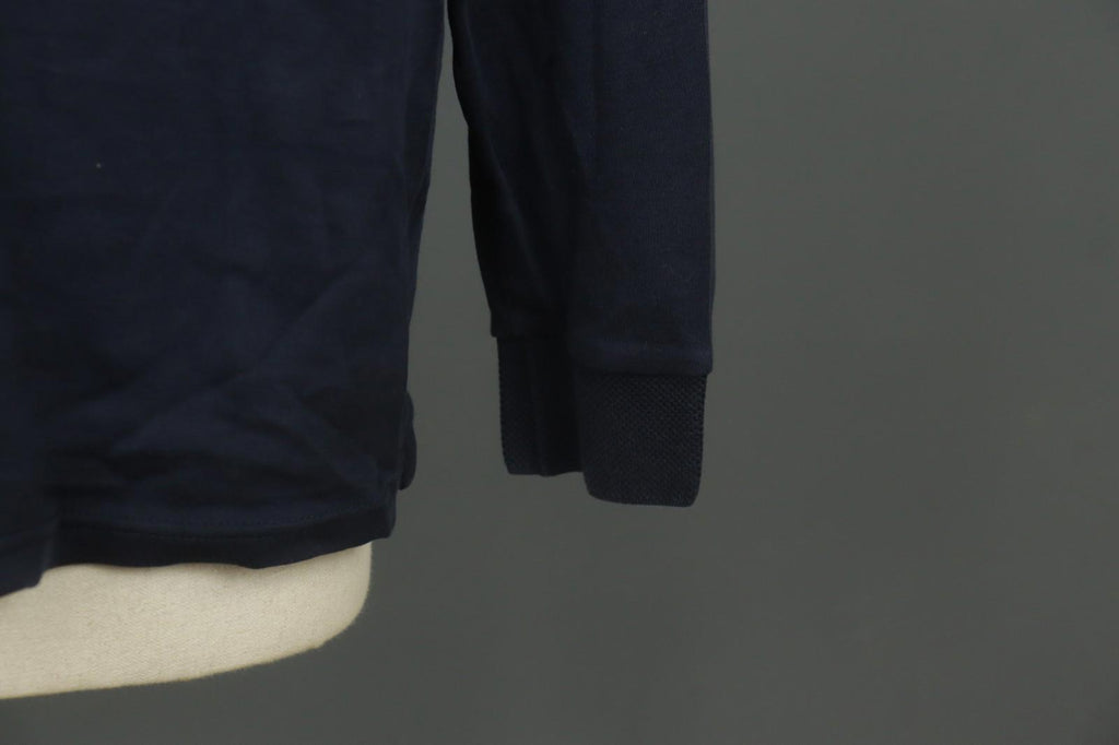 Carlo Colucci Navy 100% Cotton Long Sleeve Collared Popover Polo Shirt – Size L