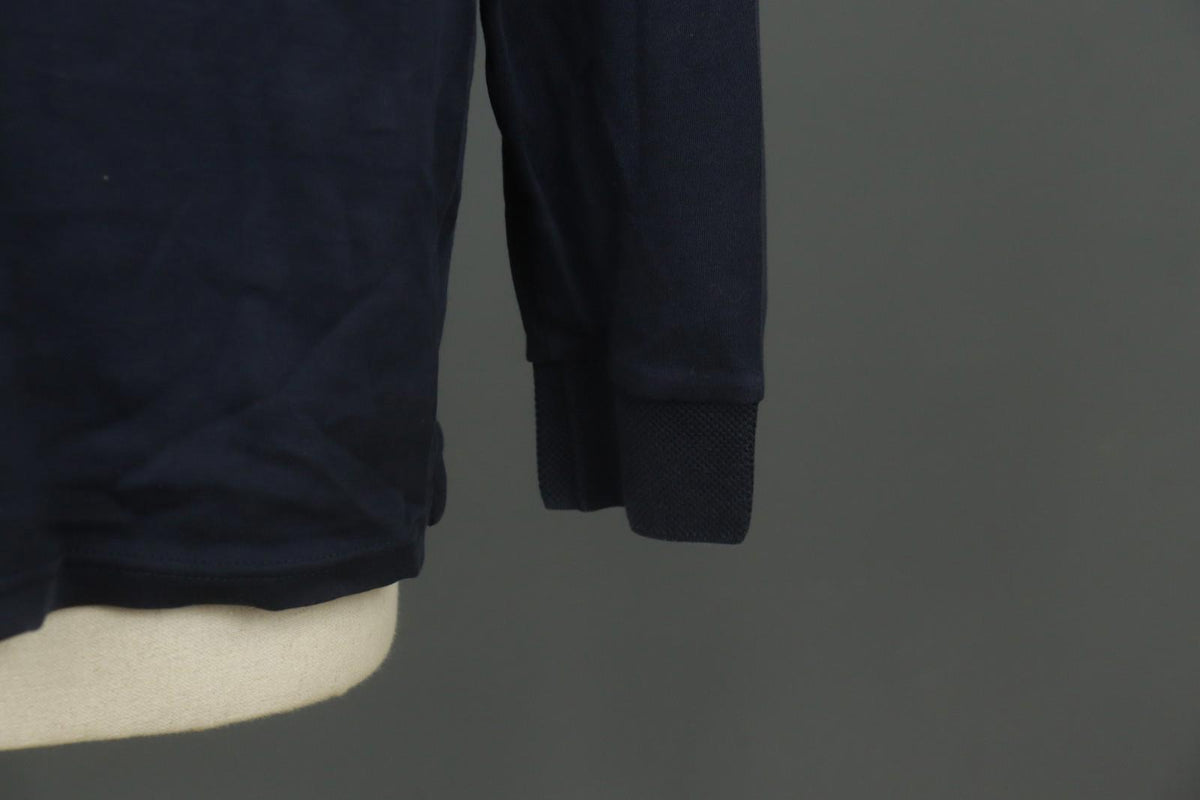 Carlo Colucci Navy 100% Cotton Long Sleeve Collared Popover Polo Shirt – Size L