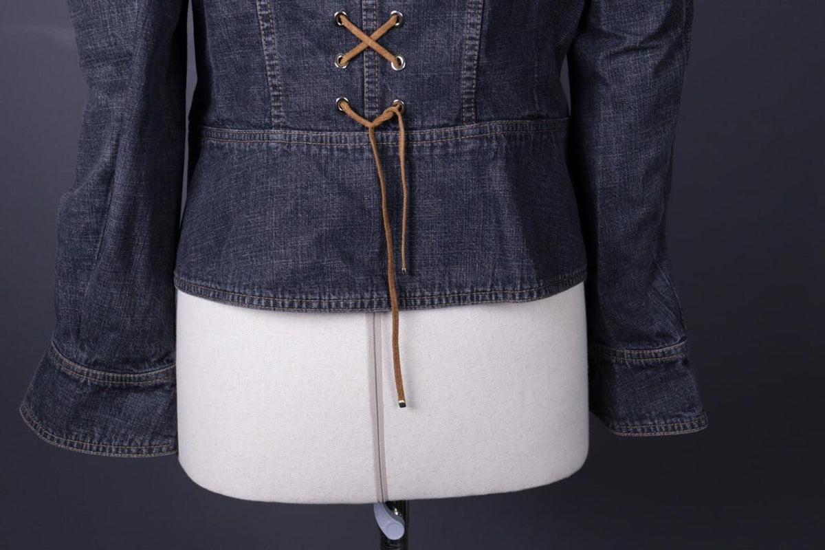 ESCADA Blue Denim Drawstring Lightweight Blazer Jacket – Size M