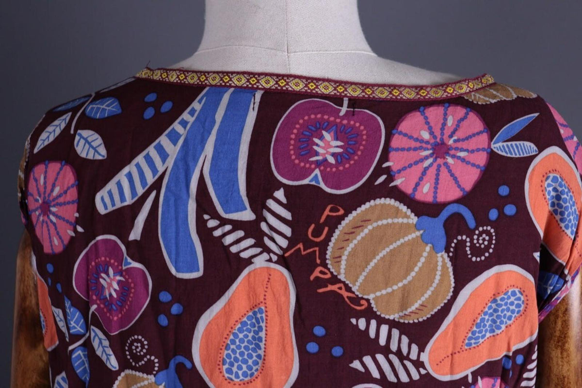 GUDRUN SJODEN Multicolor Fruits Print Sleeveless Blouson Dress – Size M