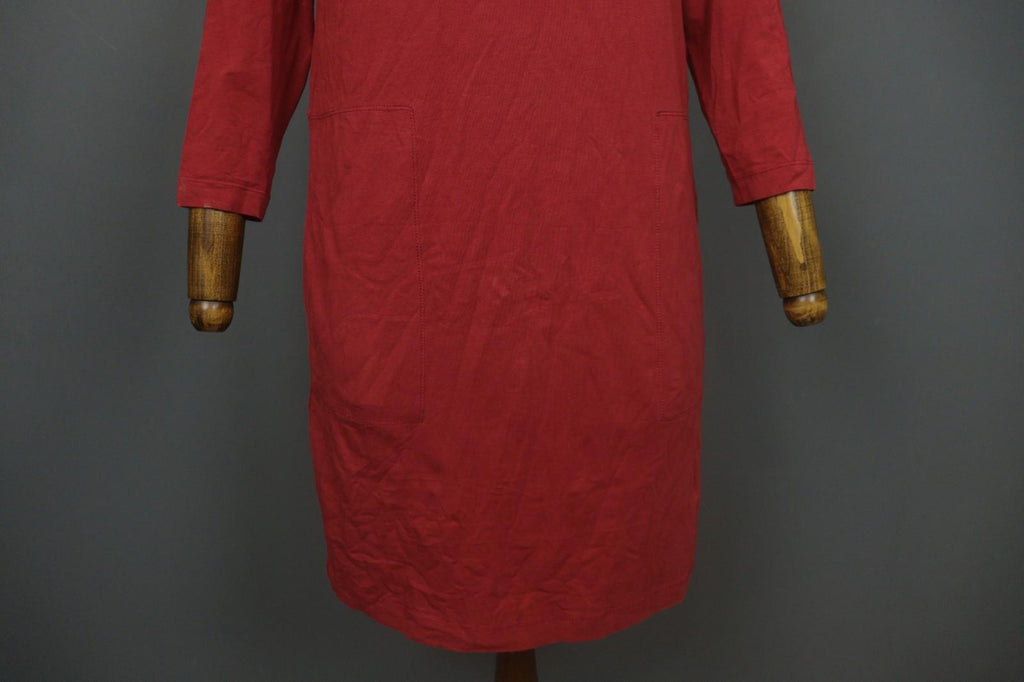GUDRUN SJODEN Red Organic Cotton Long Sleeve Round Neck Sweater Dress – Size S