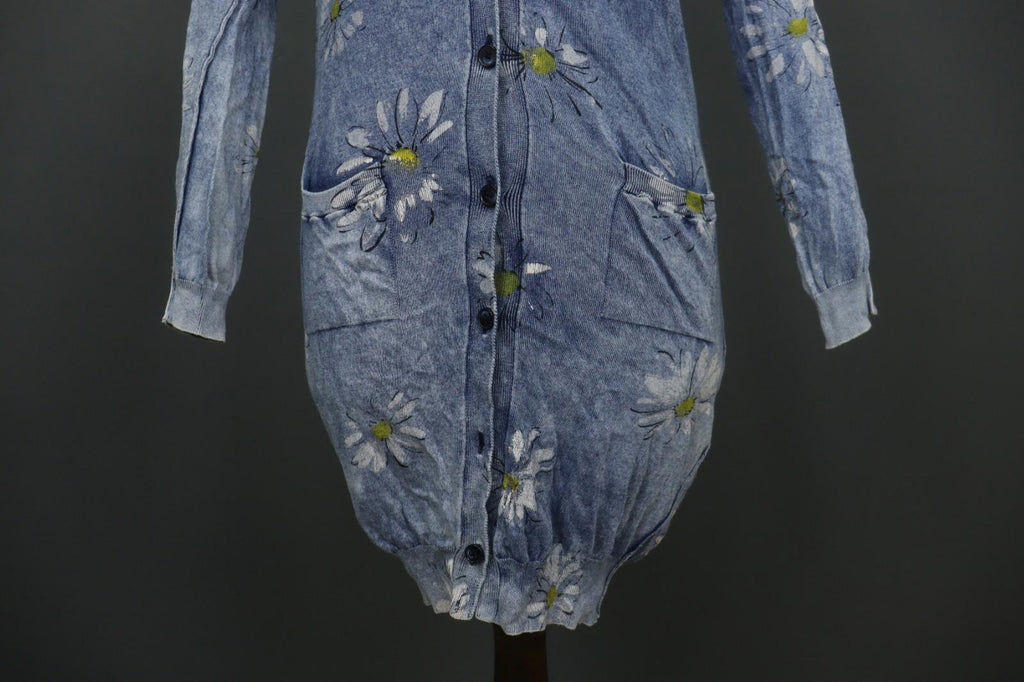 DOLCE & GABBANA Blue Floral Raglan Sleeve Button Front Cardigan Sweater – Size 40