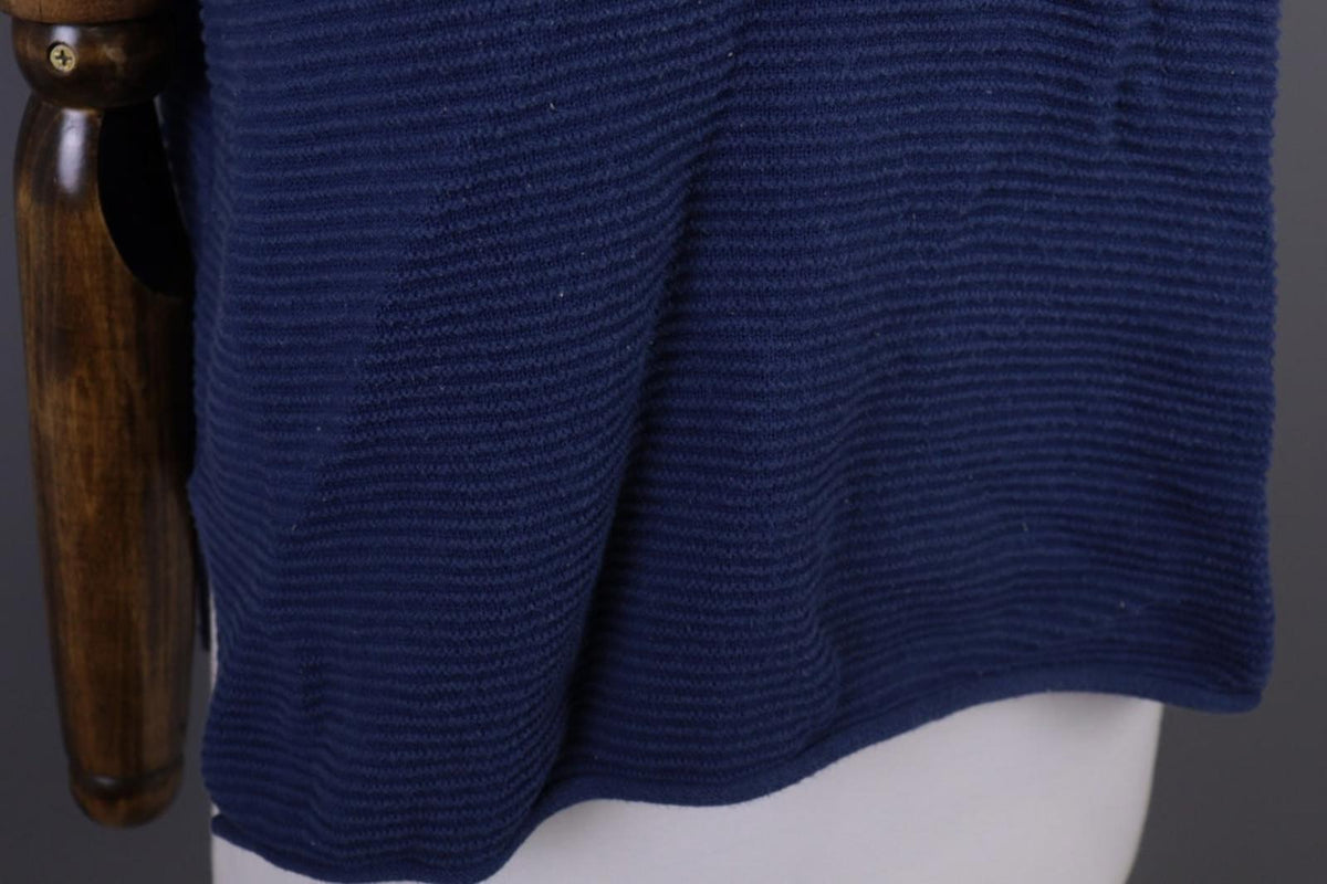 GUDRUN SJODEN Blouse Top Blue Striped Round Neck Short Sleeve Pullover M/L