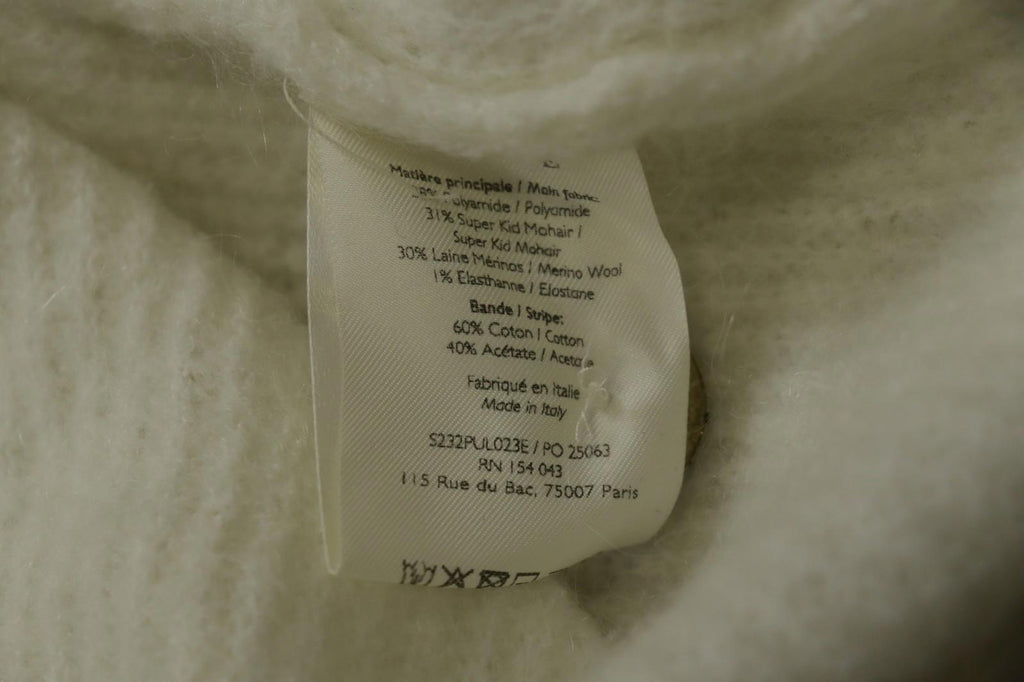 LA MAILLE SÉZANE White Knitted Long Sleeve Mock Neck Button Front Sweater – Size S