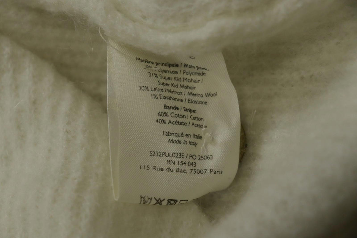 LA MAILLE SÉZANE White Knitted Long Sleeve Mock Neck Button Front Sweater – Size S