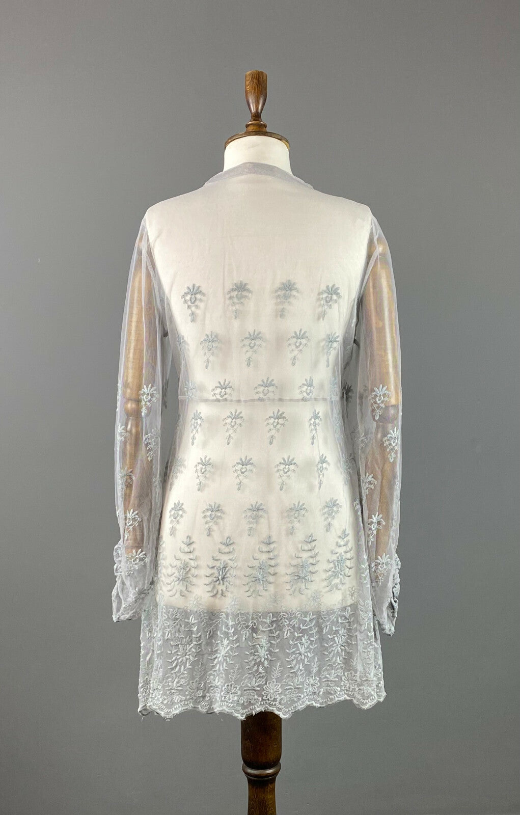 Simclan Floral Button Down Long Sleeve Mesh A-Line Tunic Dress – Women's 42
