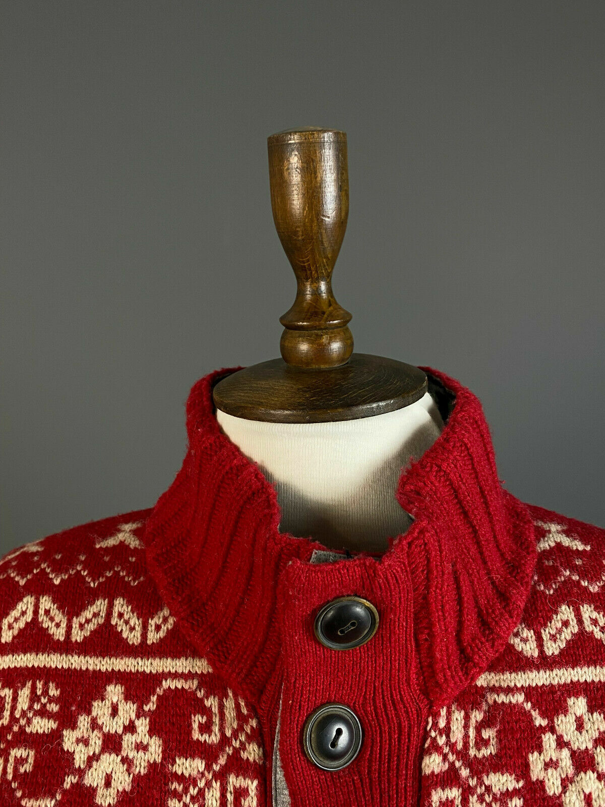 Napapijri Geographic Red Wool Knit Button Up Cardigan Sweater – Women's M – Used