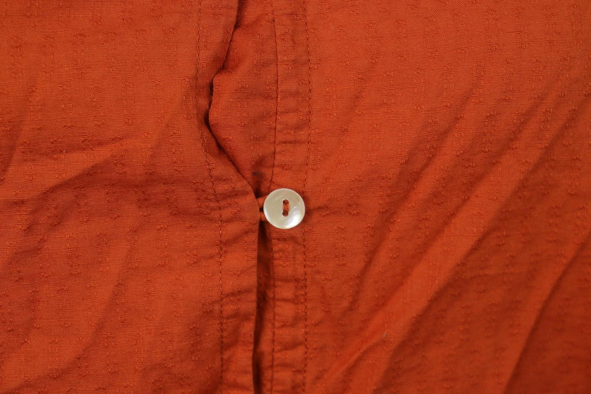 GUDRUN SJODEN Orange Cotton Long Sleeve V-Neck Button Front Shirt Dress – Size M