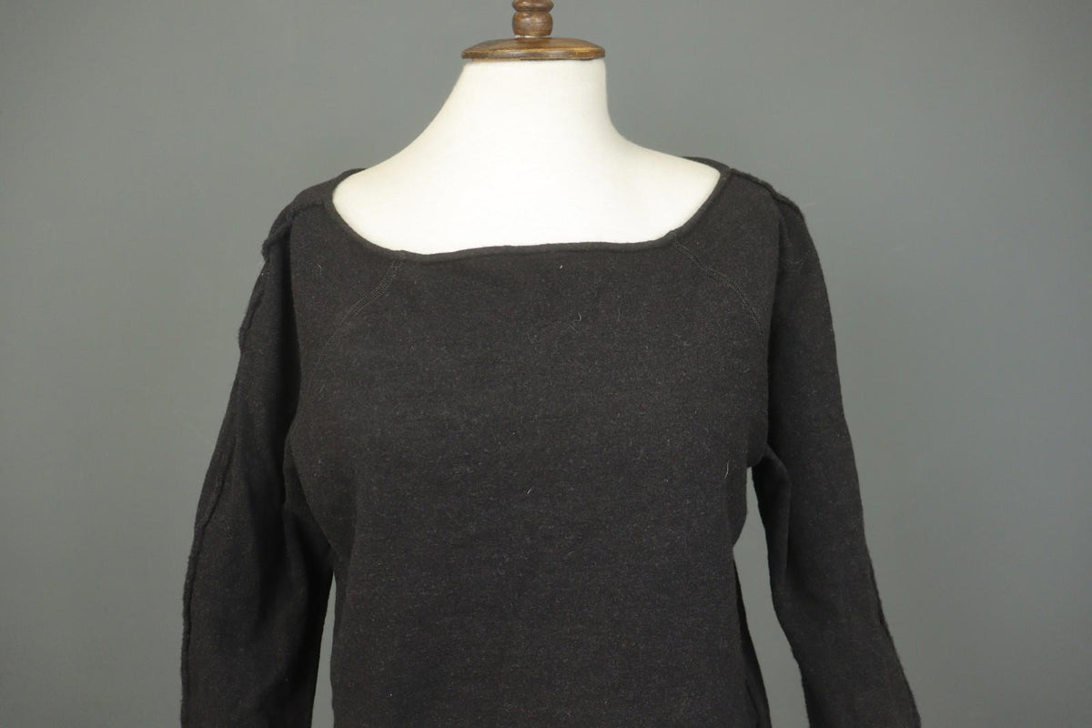 ANNETTE GORTZ Black Wool Long Sleeve Boat Neck Casual Pullover Blouse Top – Size M