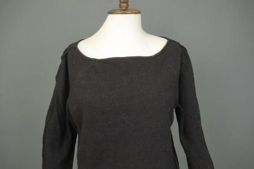 ANNETTE GORTZ Black Wool Long Sleeve Boat Neck Casual Pullover Blouse Top – Size M