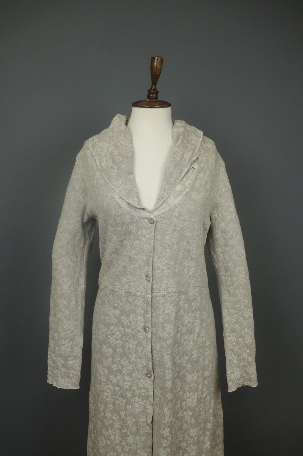 TRANSIT PAR-SUCH Gray Floral Long Sleeve Button Front Sweater Dress – Size 3