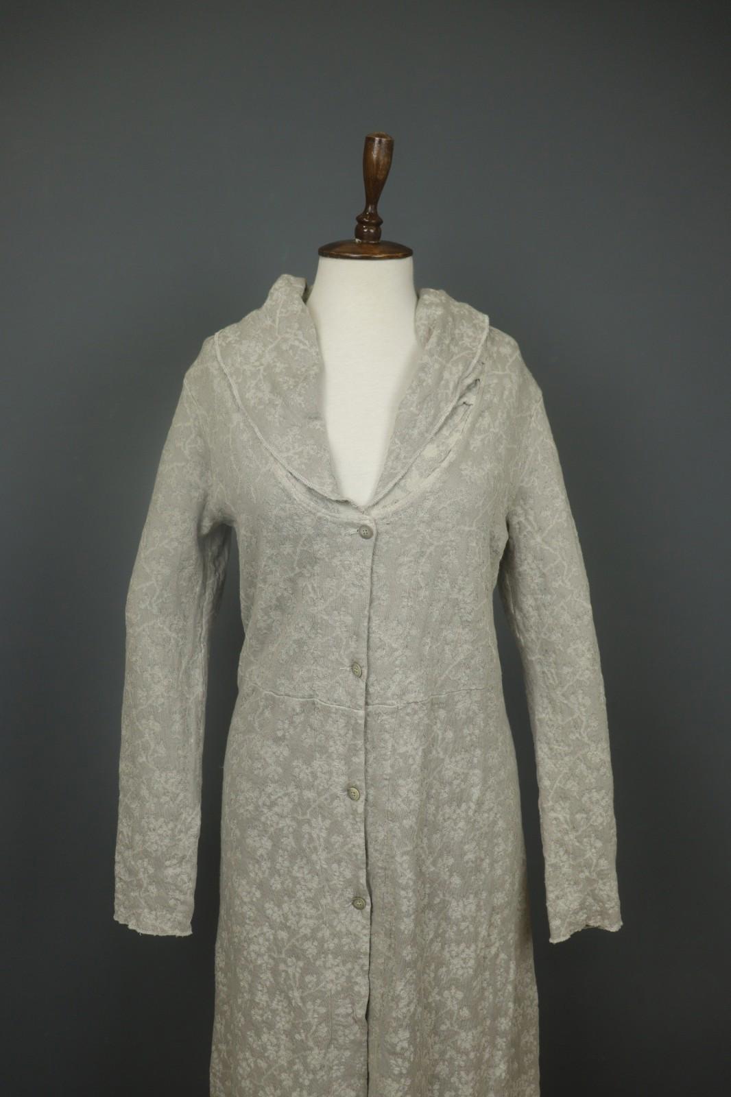 TRANSIT PAR-SUCH Gray Floral Long Sleeve Button Front Sweater Dress – Size 3