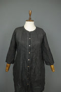 GUDRUN SJODEN Black Cotton Pintuck 3/4 Sleeve Button Front Shirt Dress – Size S