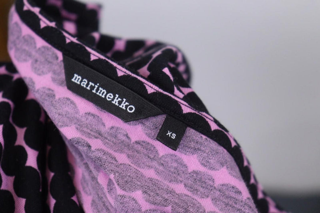 MARIMEKKO ADD PERETTA PIKKU RASYMATTO Purple Polka Dot Cotton Shift Dress Sz XS