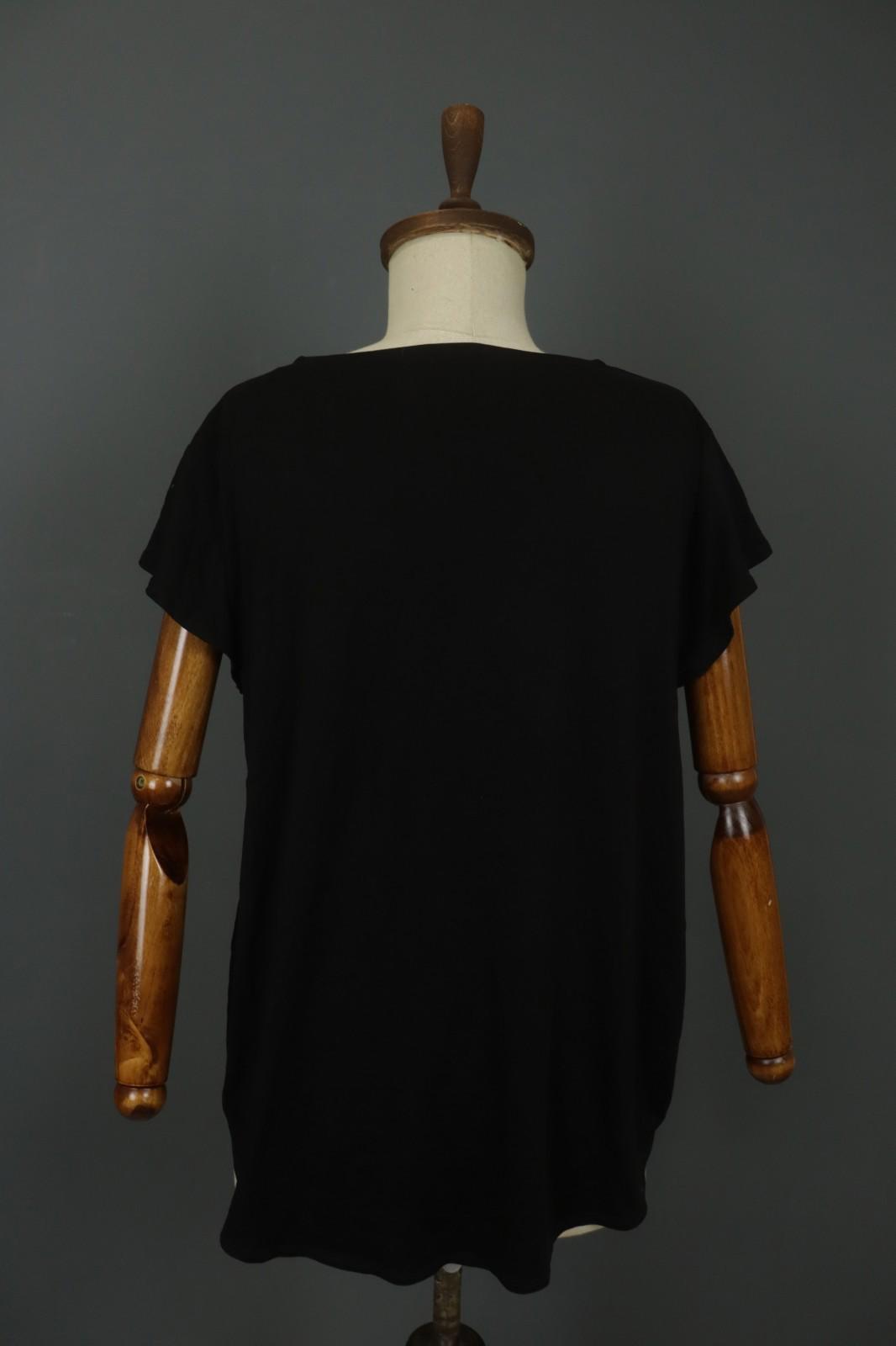 GUDRUN SJODEN Black Lyocell Short Sleeve Round Neck Pullover Blouse Top – Size L