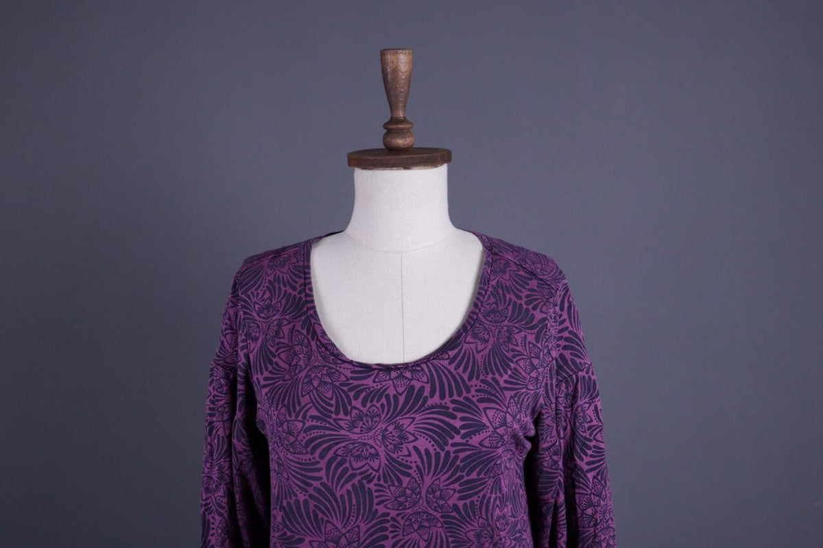 GUDRUN SJODEN Purple Lightweight Floral Sweater – Size M