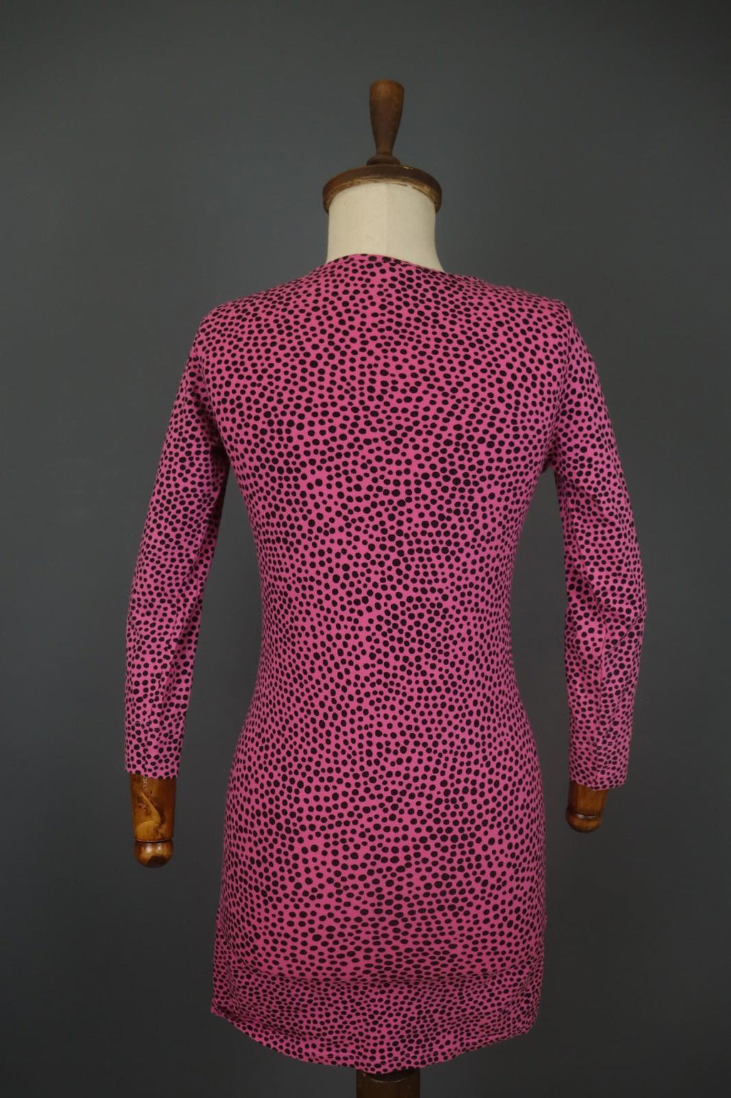 MARIMEKKO Pink Polka Dot Cotton Long Sleeve Scoop Neck Sheath Dress – Size S