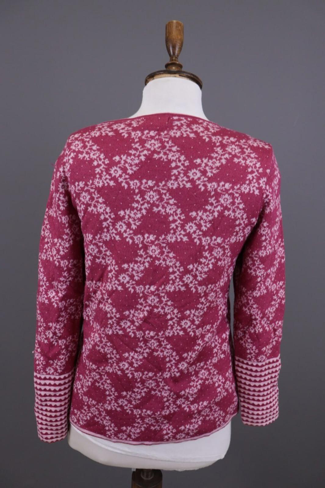 OLENA ESPELAND Pink Floral Wool Silk Knit Cardigan Sweater – Size M