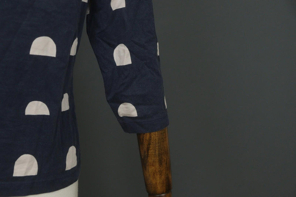 MARIMEKKO Blue White Polka Dot 3/4 Sleeve Round Neck Pullover Knit Top – Size M