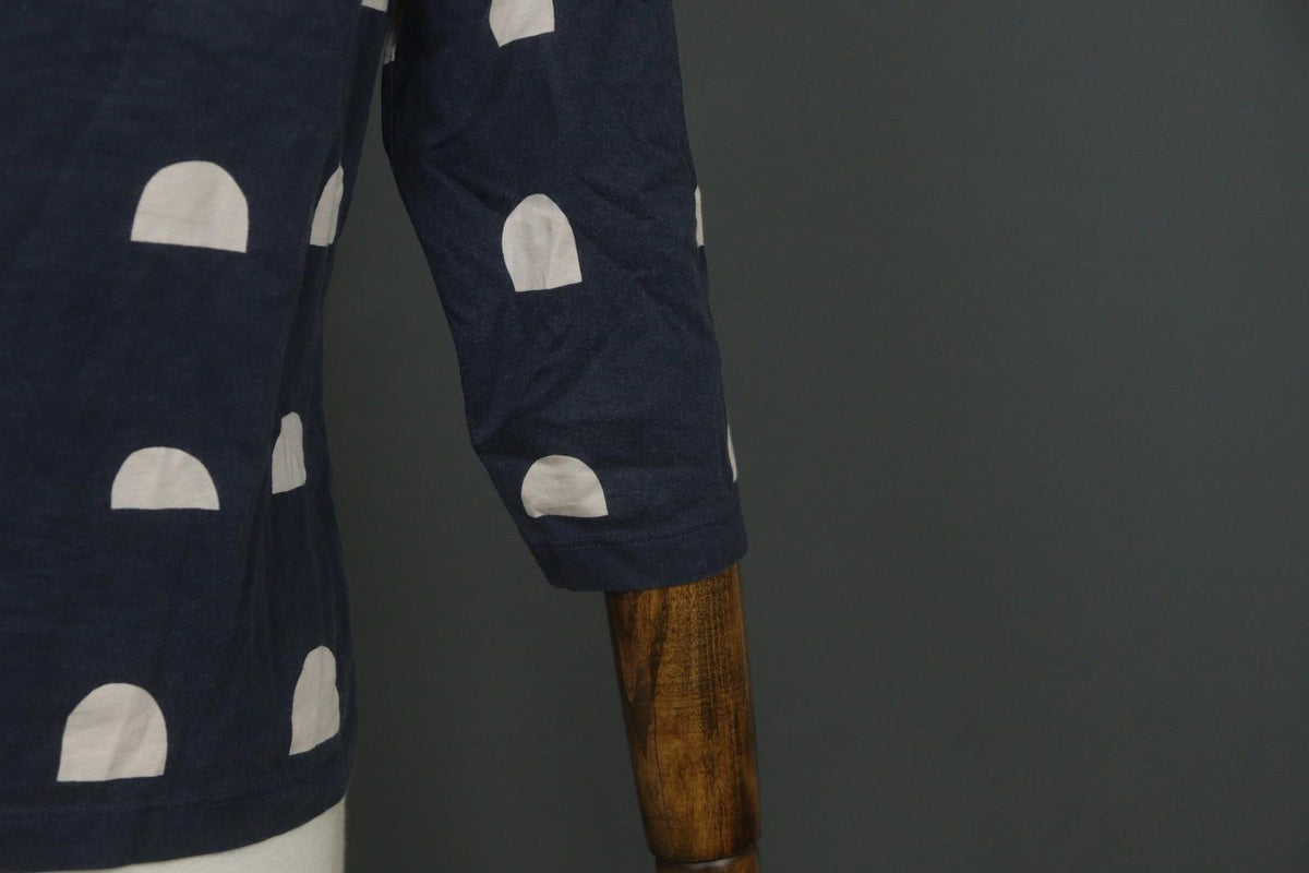 MARIMEKKO Blue White Polka Dot 3/4 Sleeve Round Neck Pullover Knit Top – Size M