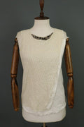 FABIANA FILIPPI Beige White 100% Cotton Beaded Wide Strap Tank Top – Size XS