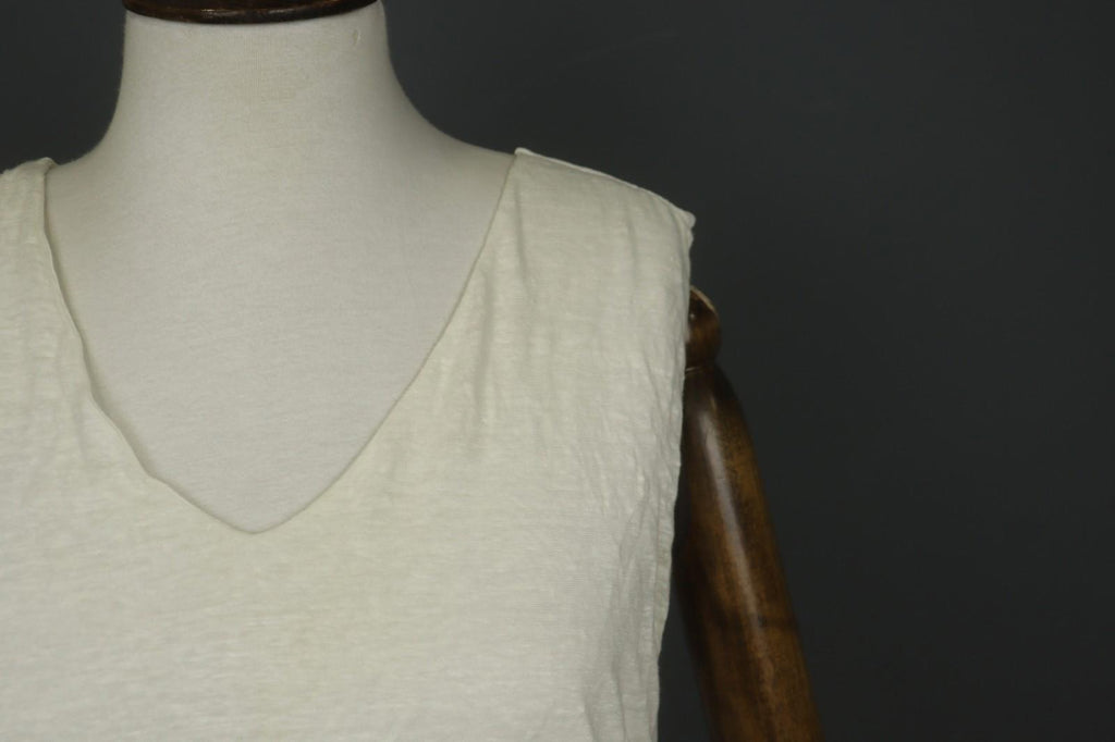 TRANSIT PAR-SUCH White 100% Viscose Sleeveless V-Neck Wide Strap Tank Dress Sz 4