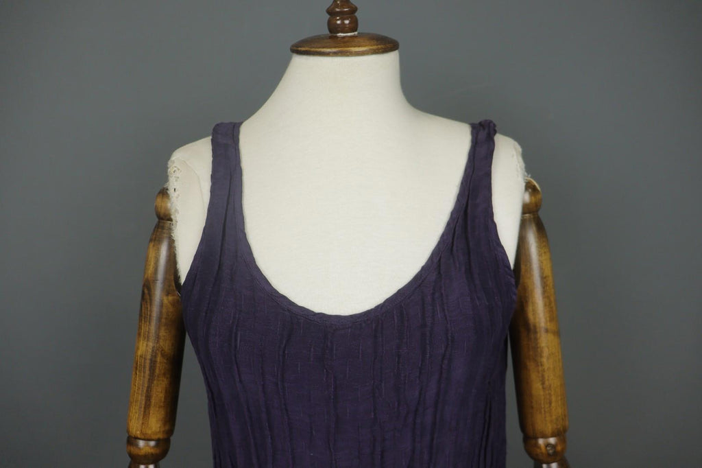 GRIZAS Purple Linen Regular Fit Wide Strap Scoop Neck Pullover Tank Dress – Size S