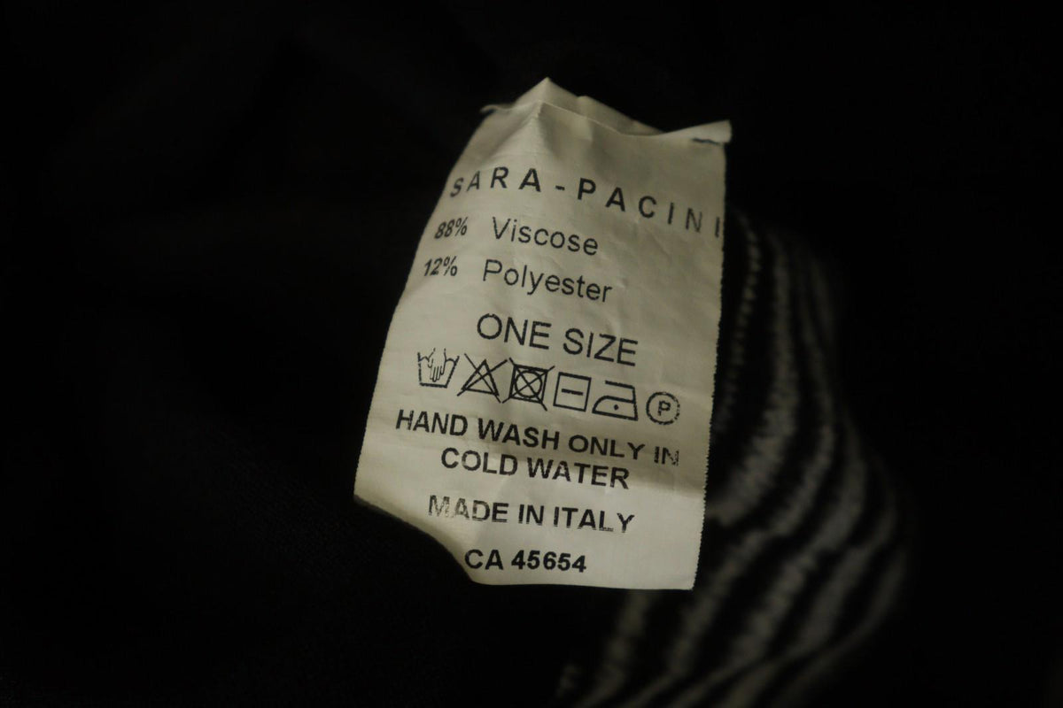 SARAH PACINI Black & White Viscose Long Sleeve V-Neck Pullover Sweater – Size One