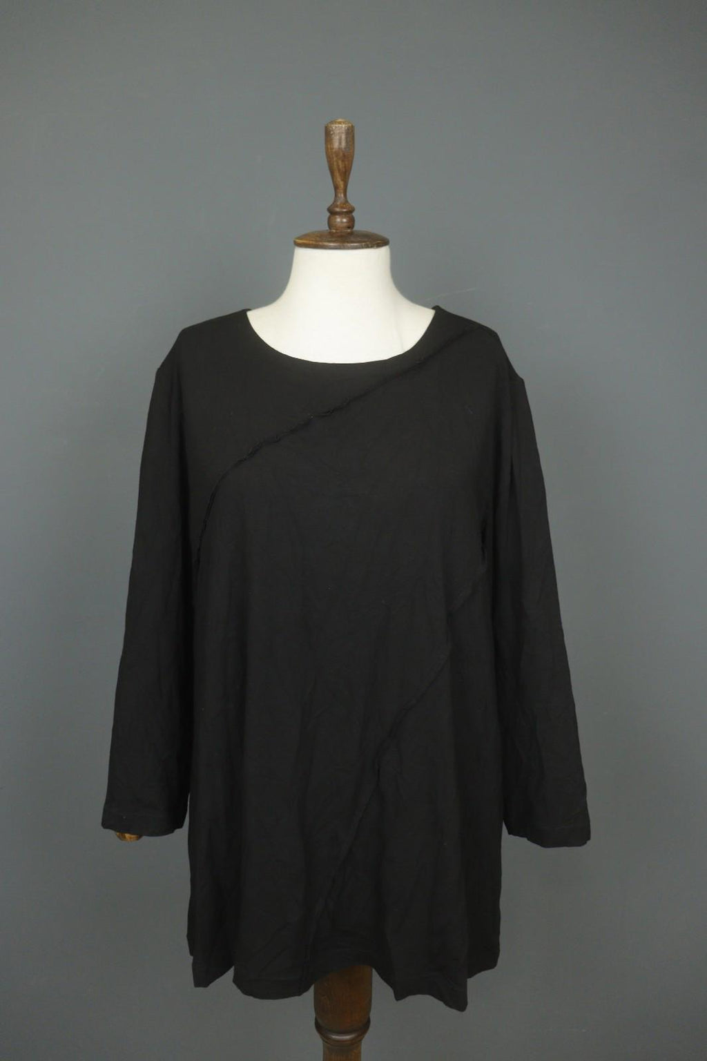 OSKA Black Viscose Blend Regular Fit Long Sleeve Round Neck Sheath Dress – Size 5