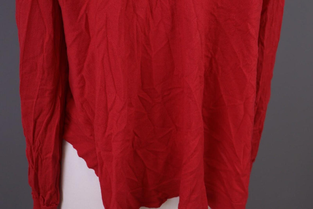 OSKA Red Knit Drape Long Sleeve Button Cardigan Sweater – Size 3