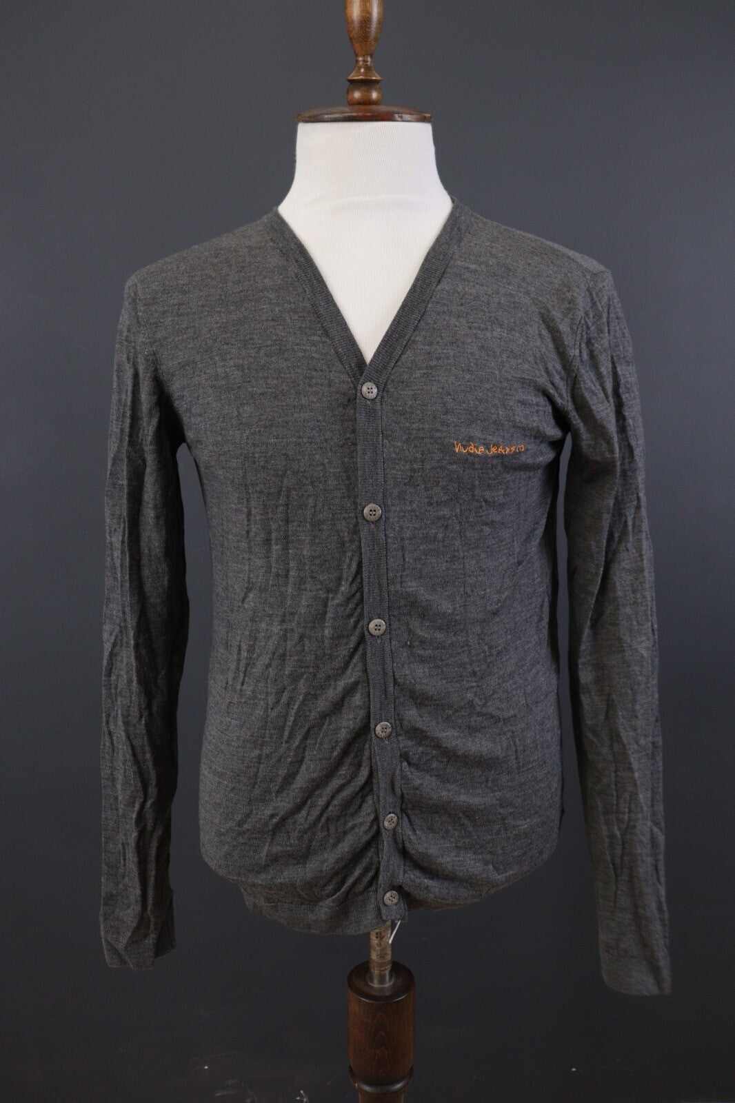 Nudie Jeans Co Gray V-Neck Classic Men's Cardigan Sweater – Size L