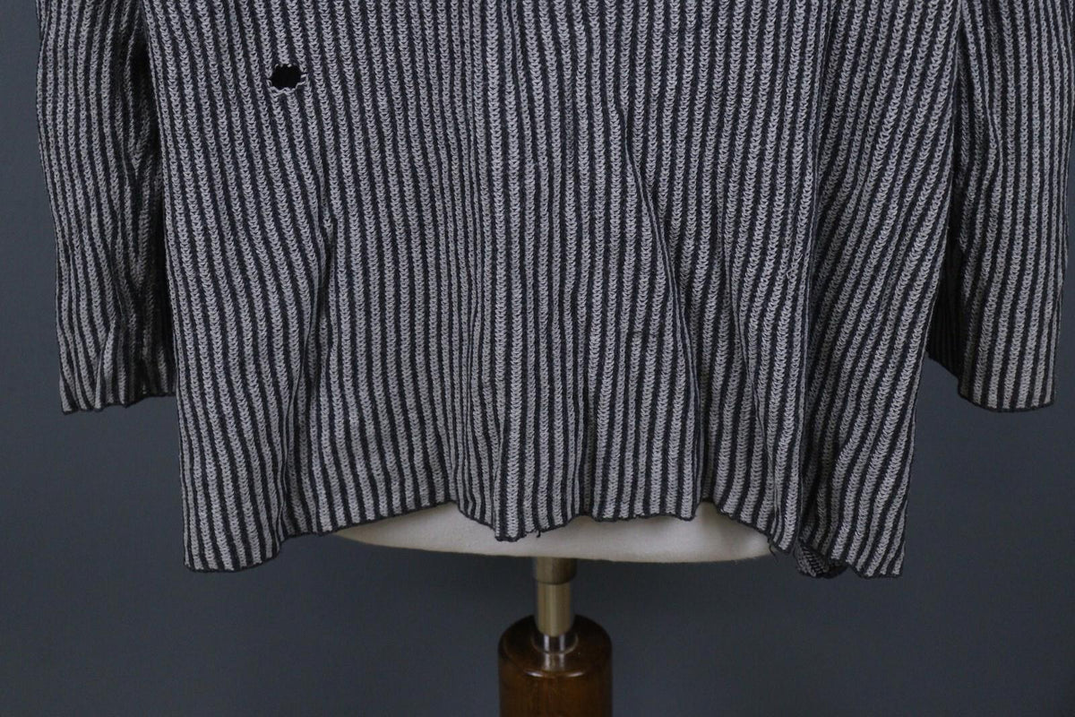 GUDRUN SJODEN Gray Black Striped Long Sleeve Blouse Top – Size S / M