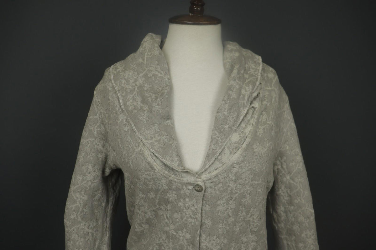 TRANSIT PAR-SUCH Gray Floral Long Sleeve Button Front Sweater Dress – Size 3